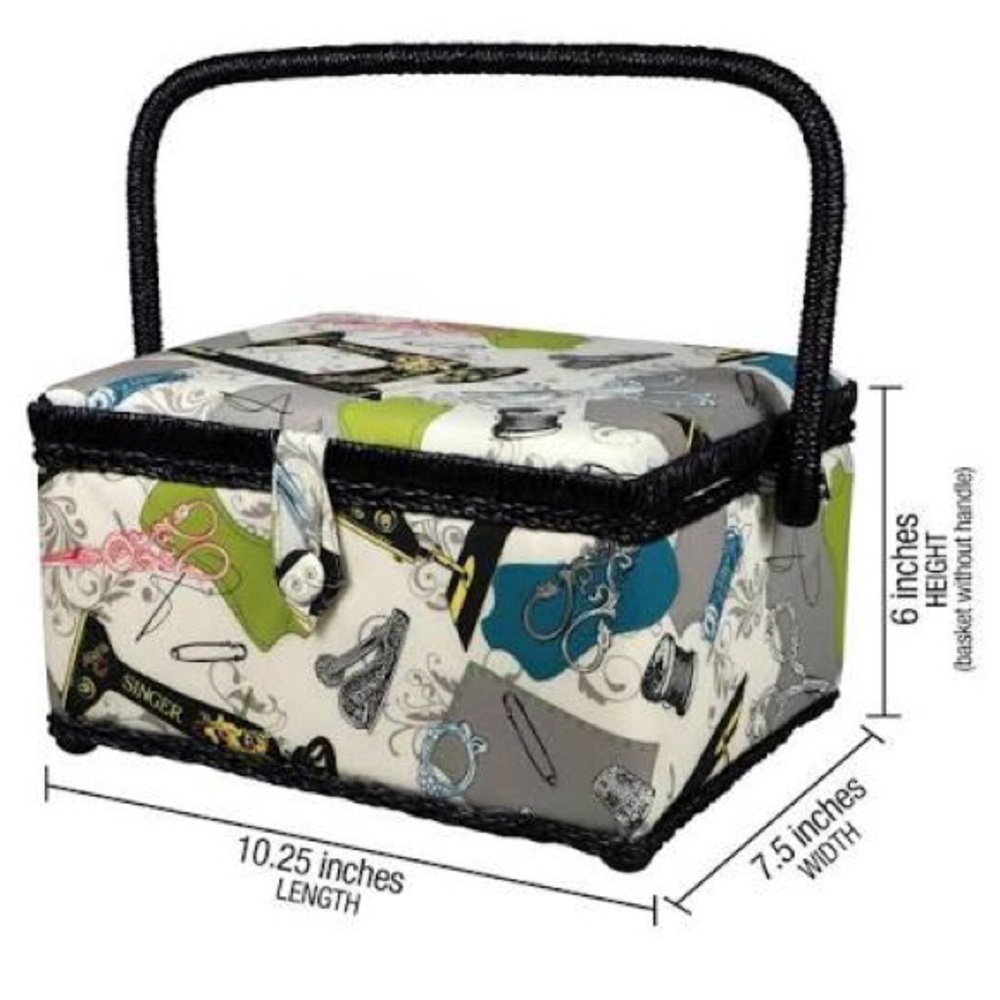 Singer Large Sewing Basket with Lift out Tray and Accessories, NWT - Picture 3 of 8